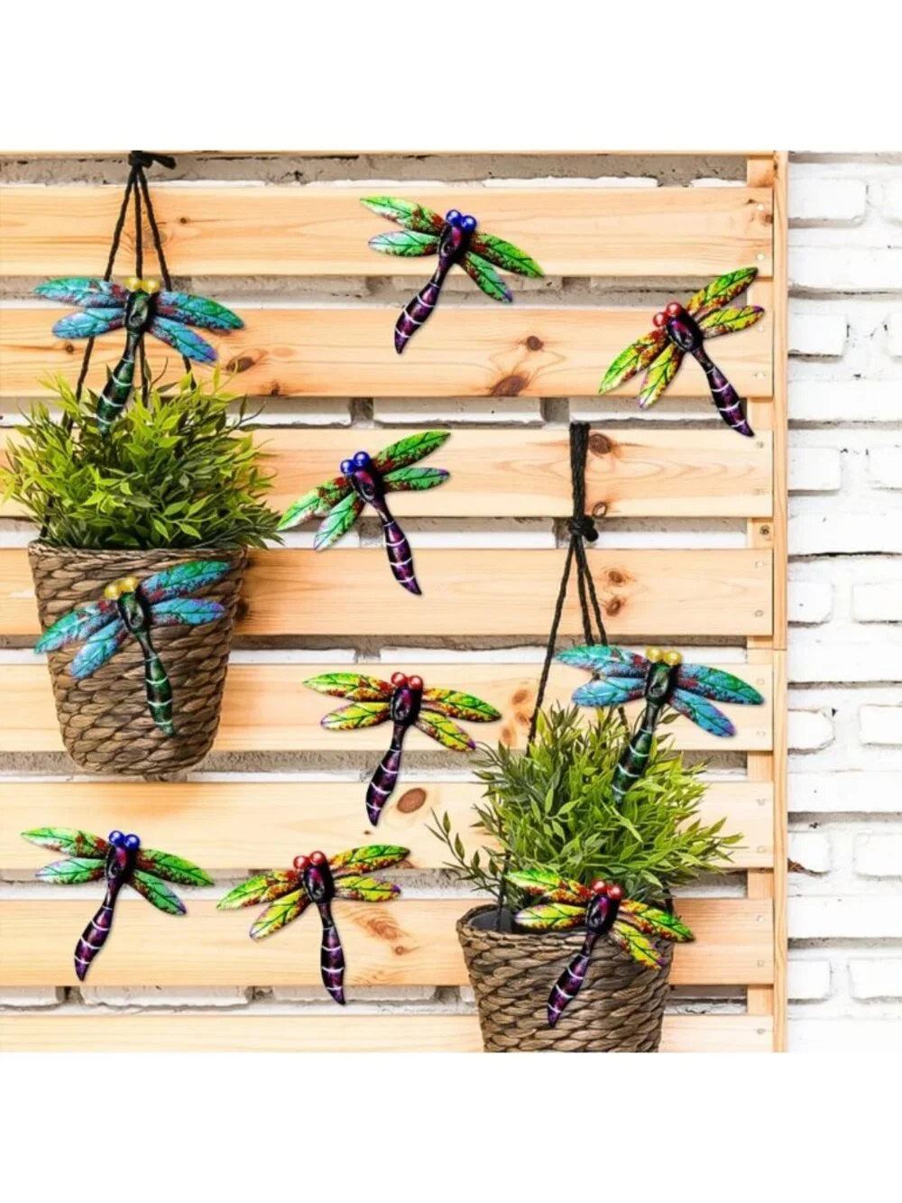 8PCS Metal Dragonfly Wall Art Decor - Outdoor Sculpture for Garden, Patio